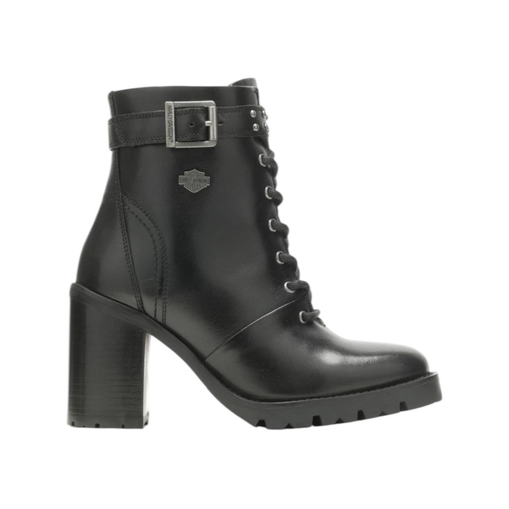 Harley-Davidson Adina Black Leather 3.75” Heeled Laced Moto Riding Boots - Picture 5 of 10